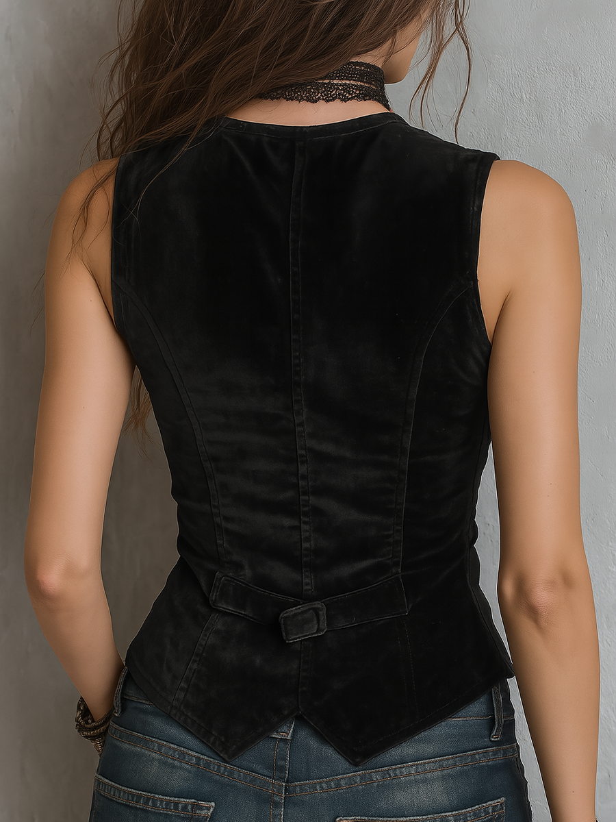 Carol | Velvet V Neck Vest
