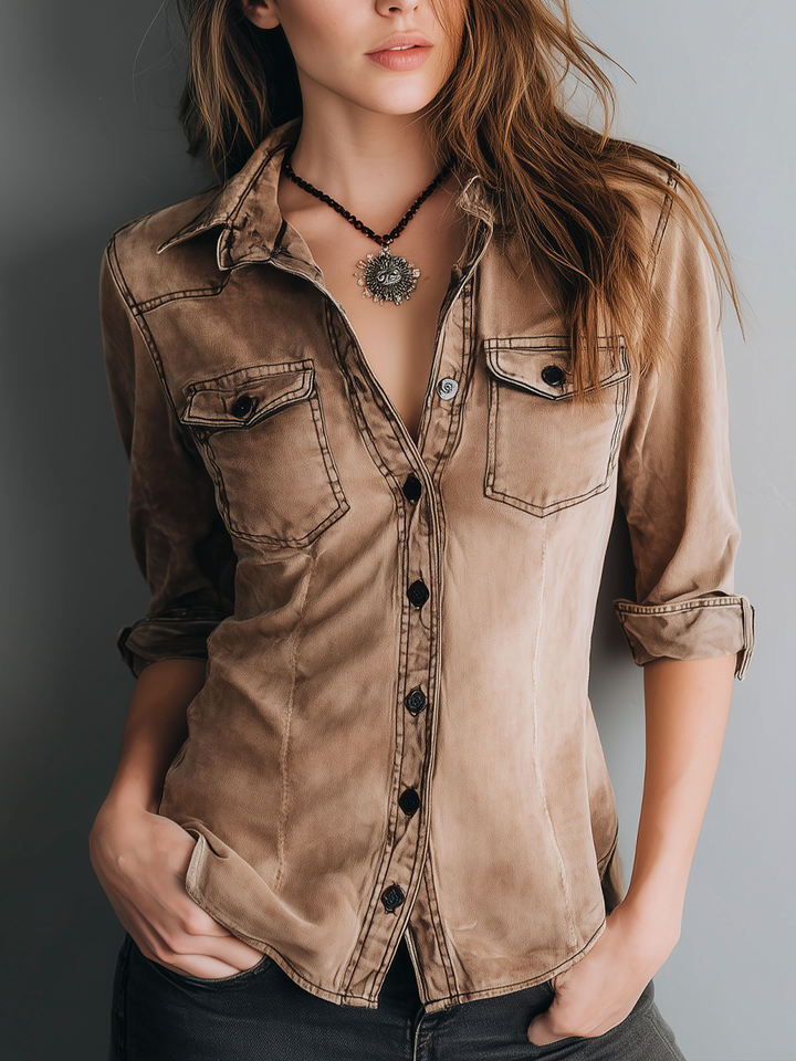 Donna | Contrast Stitching Blouse
