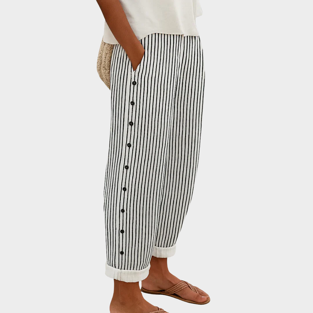 RHEA | SOFT STRIPED CASUAL PANTS