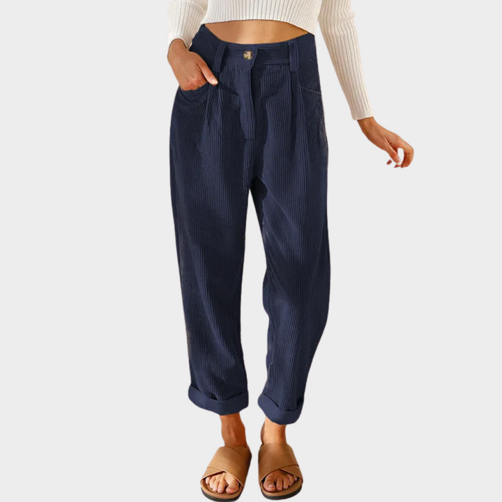 KIRA | RELAXED HIGH-WAIST TEXTURED PANTS