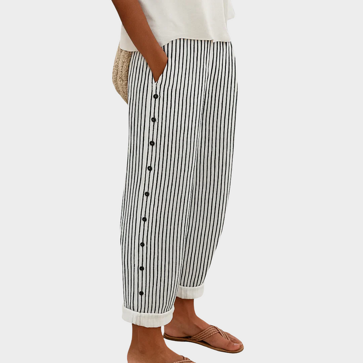RHEA | SOFT STRIPED CASUAL PANTS
