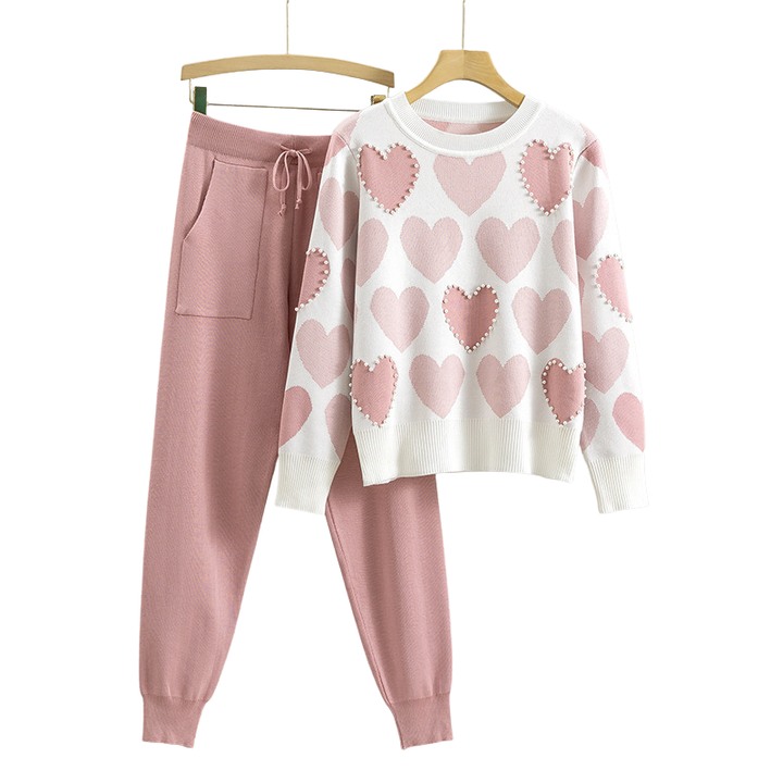 CLARA™ | Heart Pattern Knit Two-Piece Set