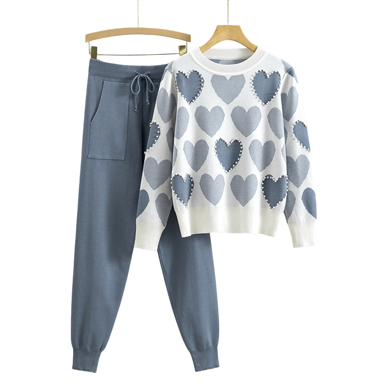 CLARA™ | Heart Pattern Knit Two-Piece Set