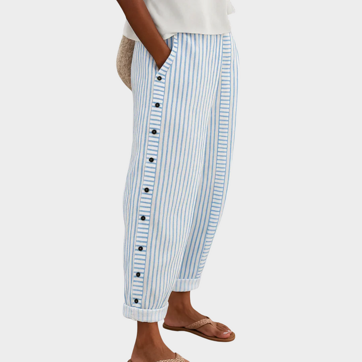 RHEA | SOFT STRIPED CASUAL PANTS