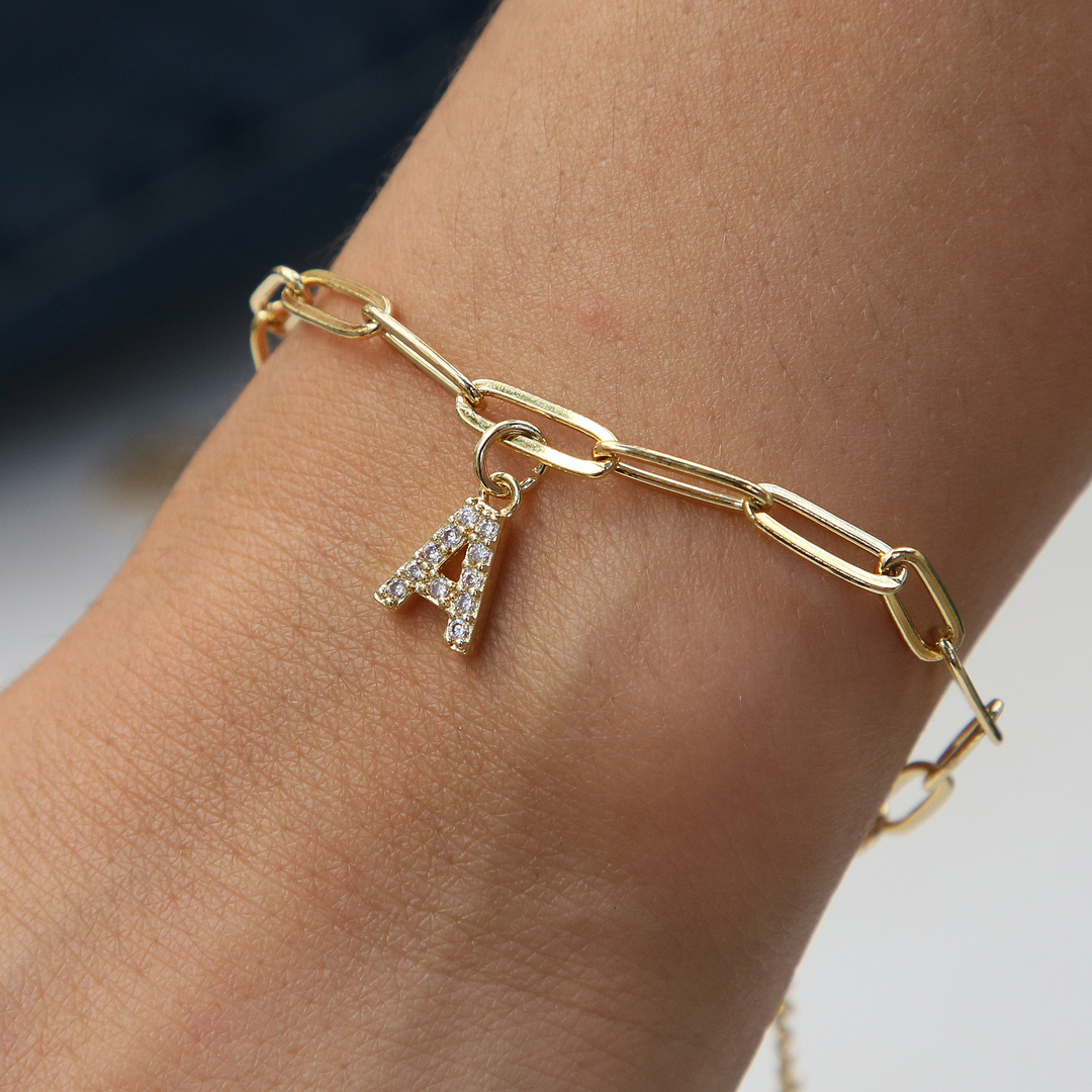 Dainty Initial Paperclip Bracelet