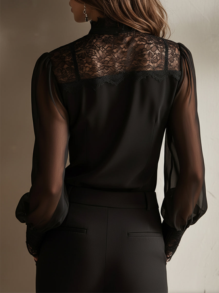 Susan | Lace Tie Blouse