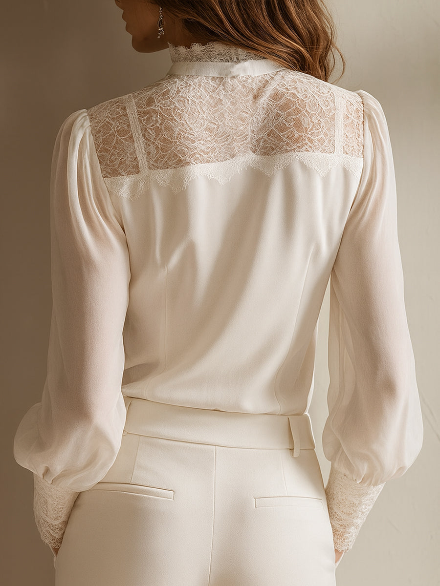 Susan | Lace Tie Blouse