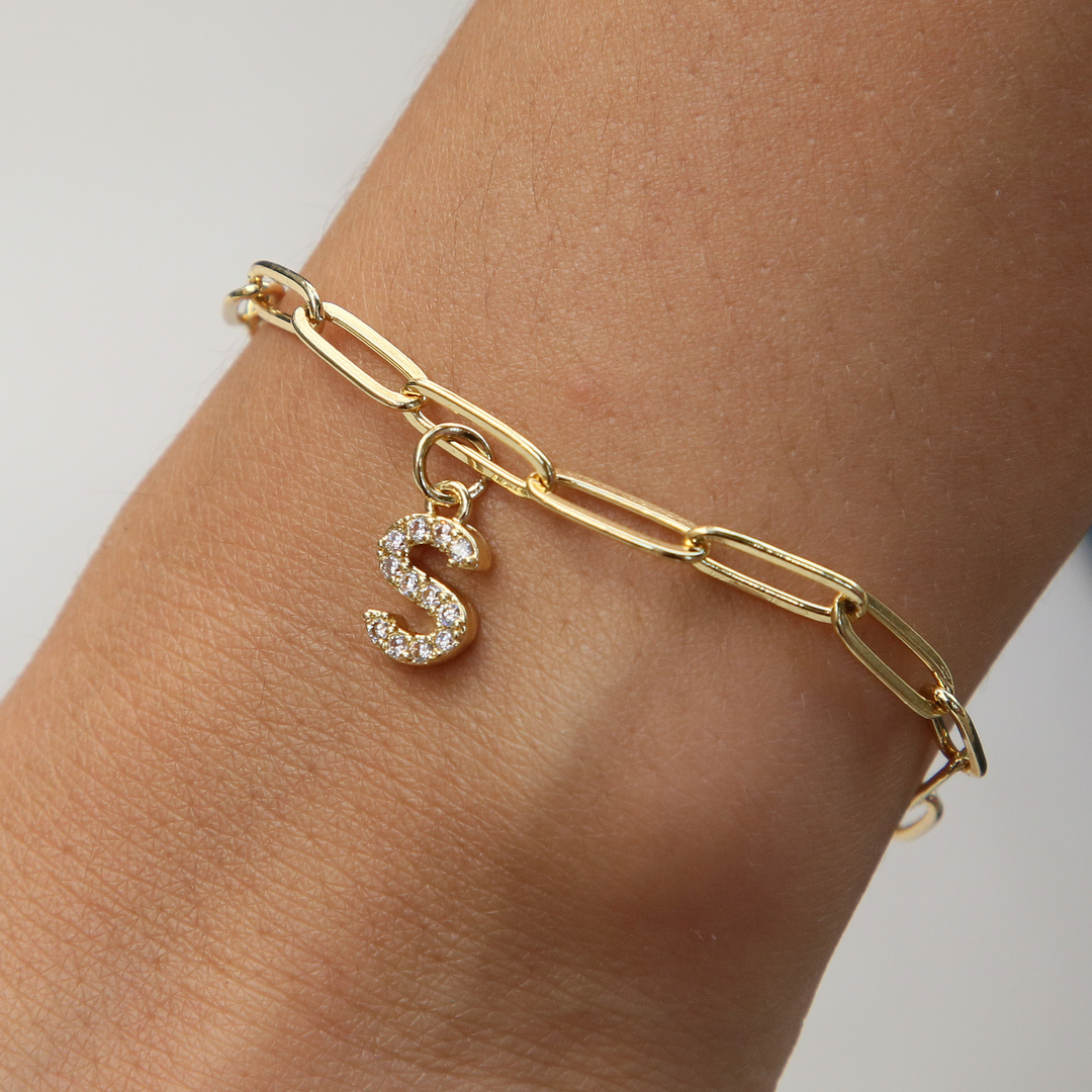 Dainty Initial Paperclip Bracelet