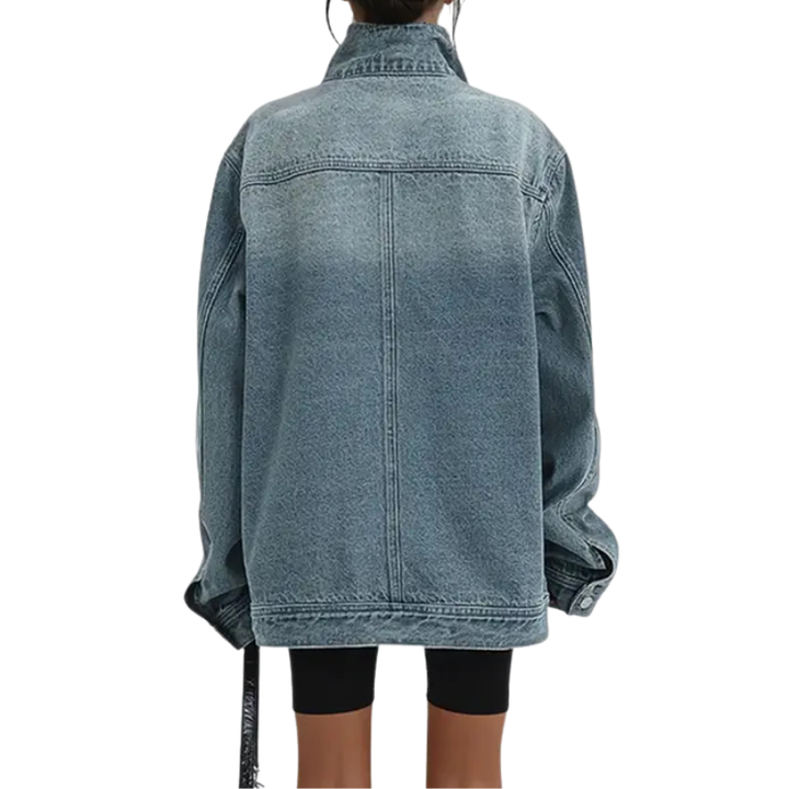 SLOANE™ – Vintage Washed High Neck Asymmetric Jacket