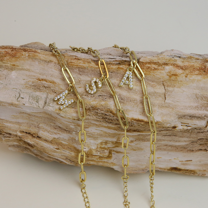 Dainty Initial Paperclip Bracelet
