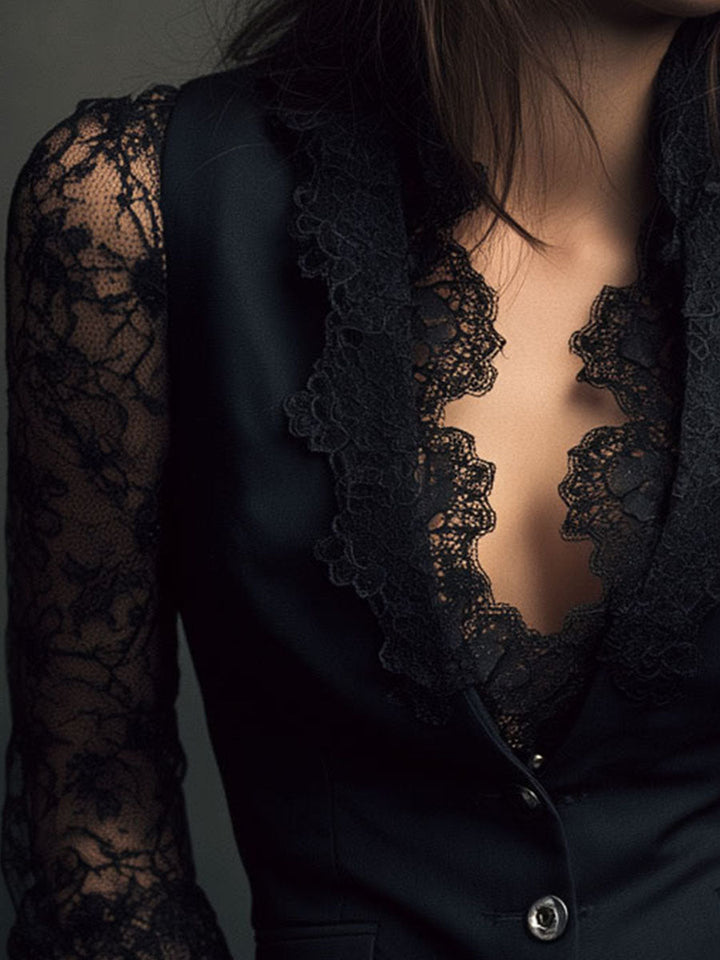 Karen | Black Lace Blazer