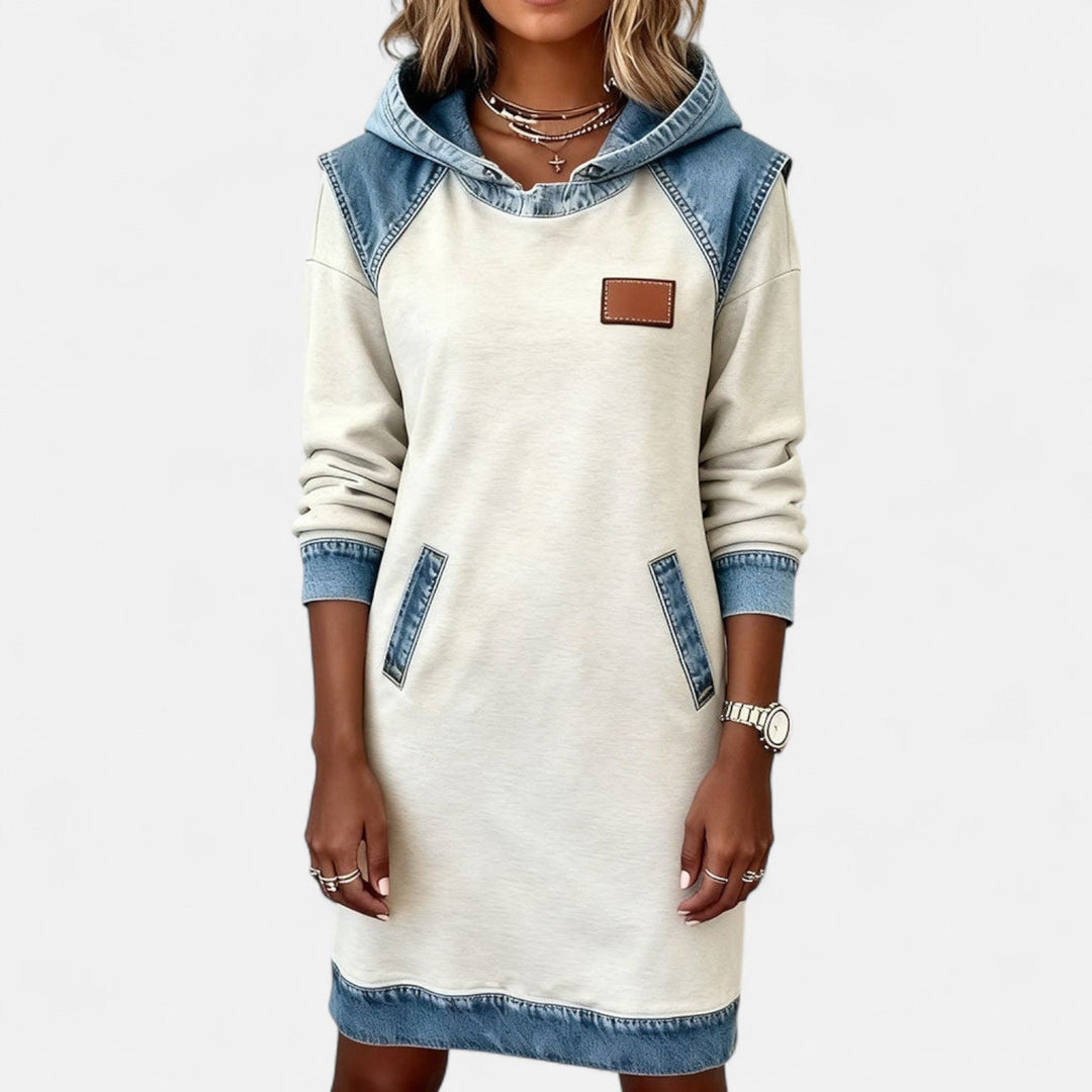 Josephine | Soft Knit Denim-Detail Everyday Dress