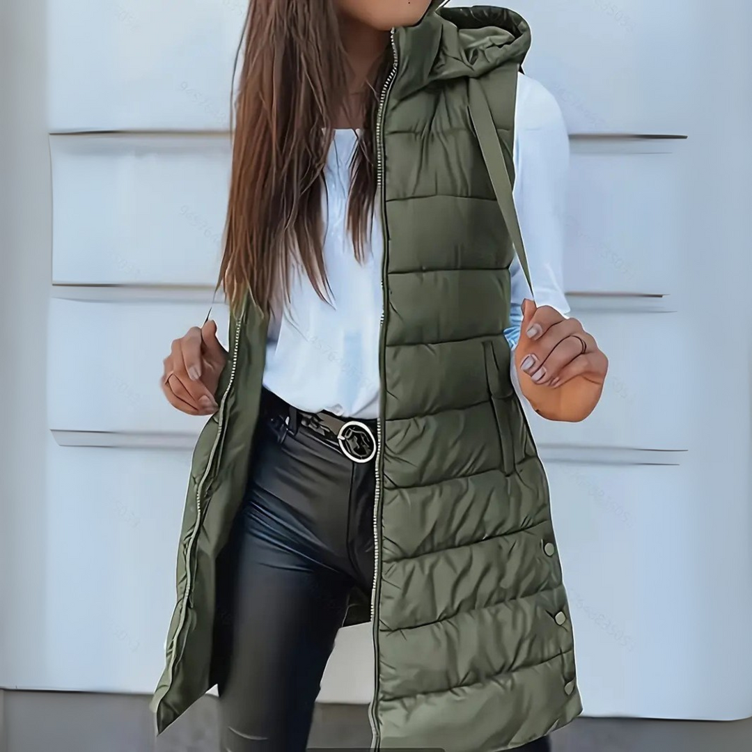 Frost Mode | Casual Long Hooded Puffer Vest