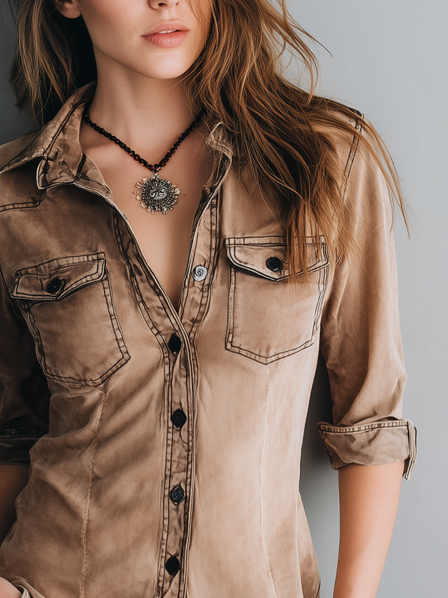 Donna | Contrast Stitching Blouse