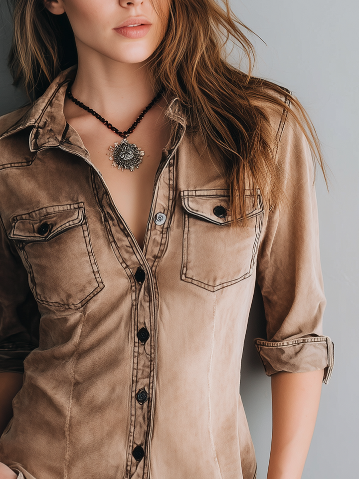 Donna | Contrast Stitching Blouse