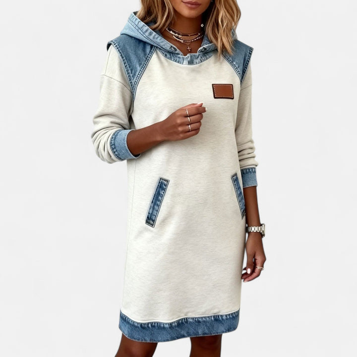 Josephine | Soft Knit Denim-Detail Everyday Dress