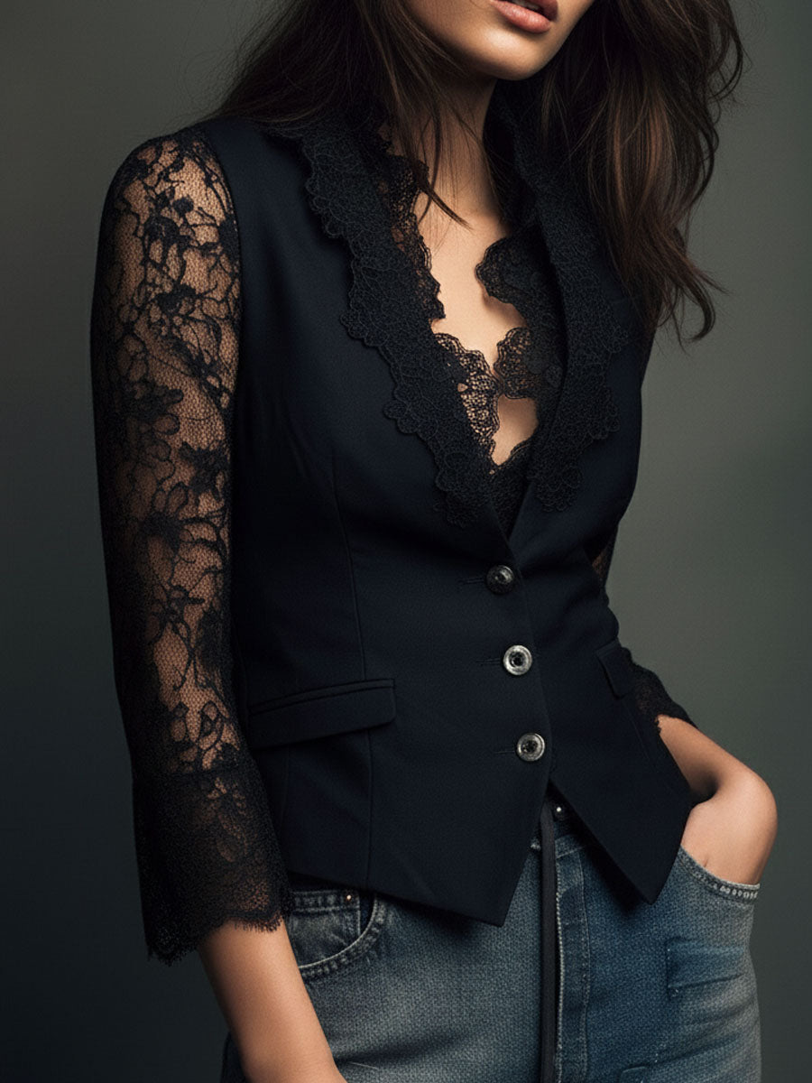Karen | Black Lace Blazer