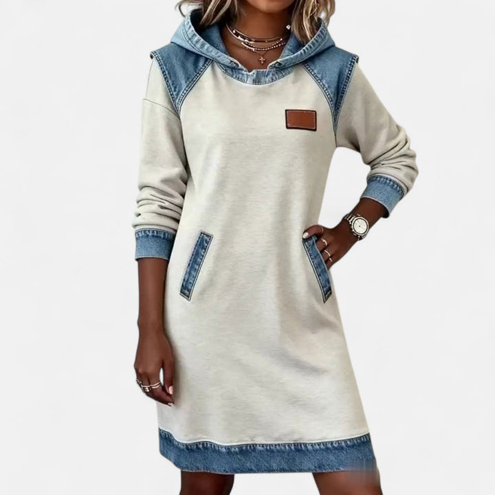 Josephine | Soft Knit Denim-Detail Everyday Dress