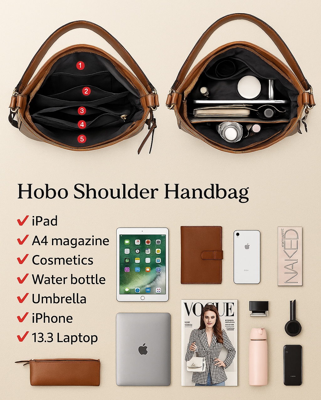 Chicago | Luxury 3-Piece Hobo Bag Set