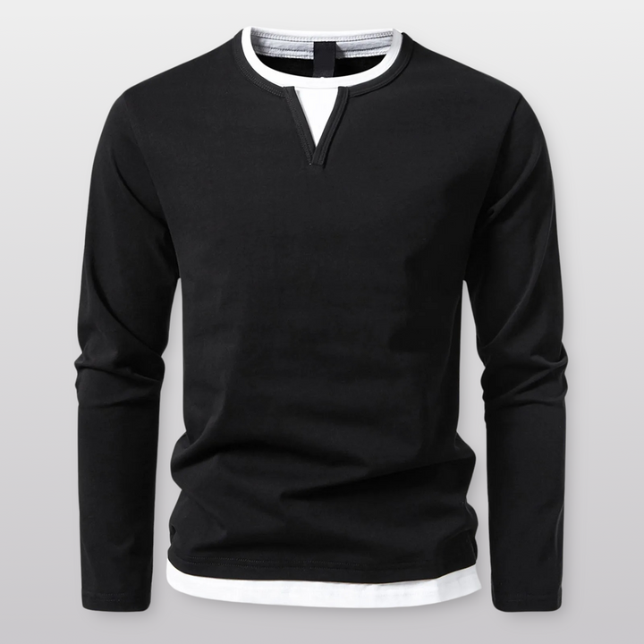 Giovanni | Layered V-Notch Long Sleeve Shirt