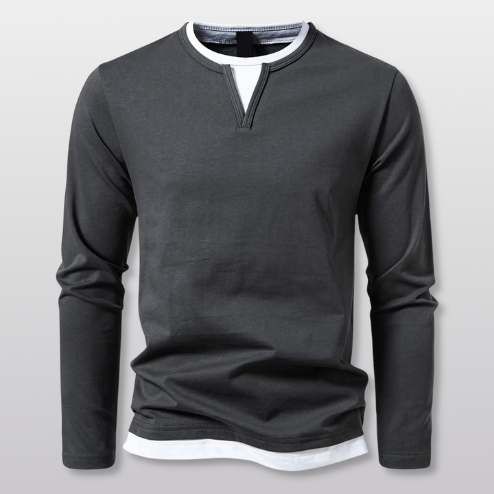 Giovanni | Layered V-Notch Long Sleeve Shirt