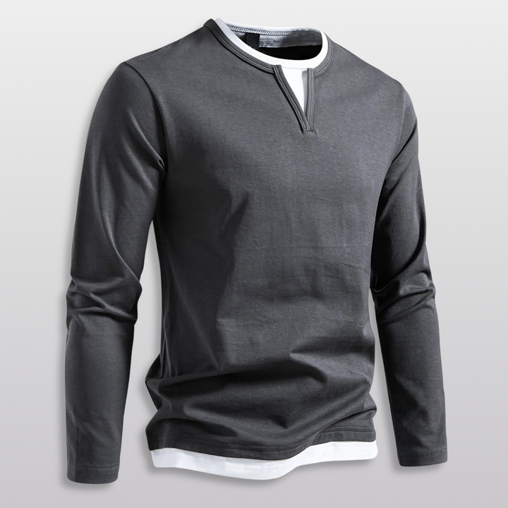 Giovanni | Layered V-Notch Long Sleeve Shirt