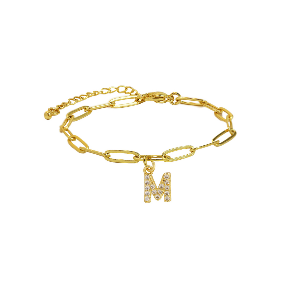 Dainty Initial Paperclip Bracelet
