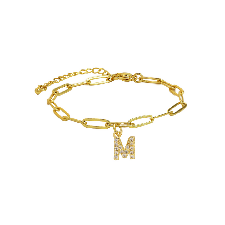 Dainty Initial Paperclip Bracelet