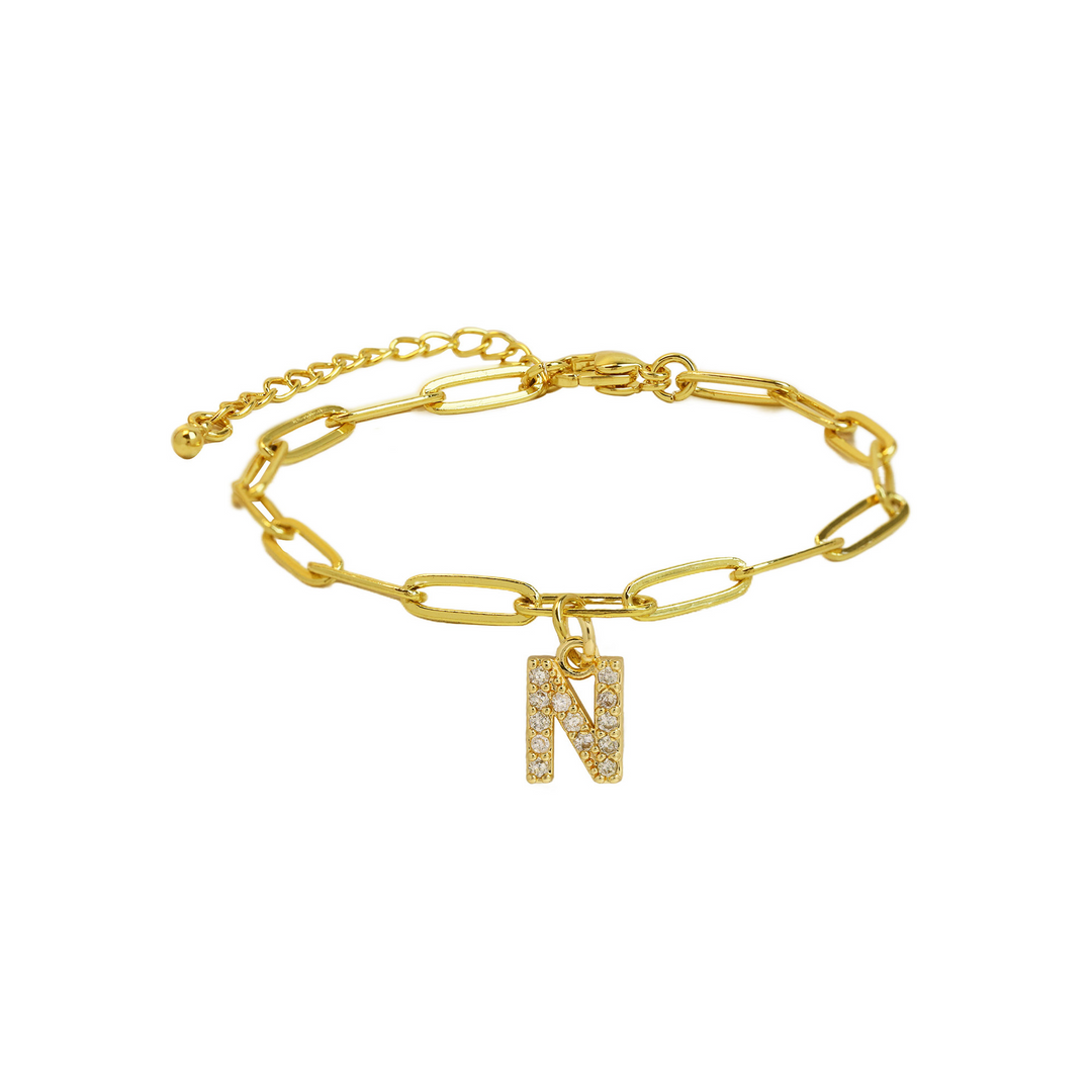 Dainty Initial Paperclip Bracelet
