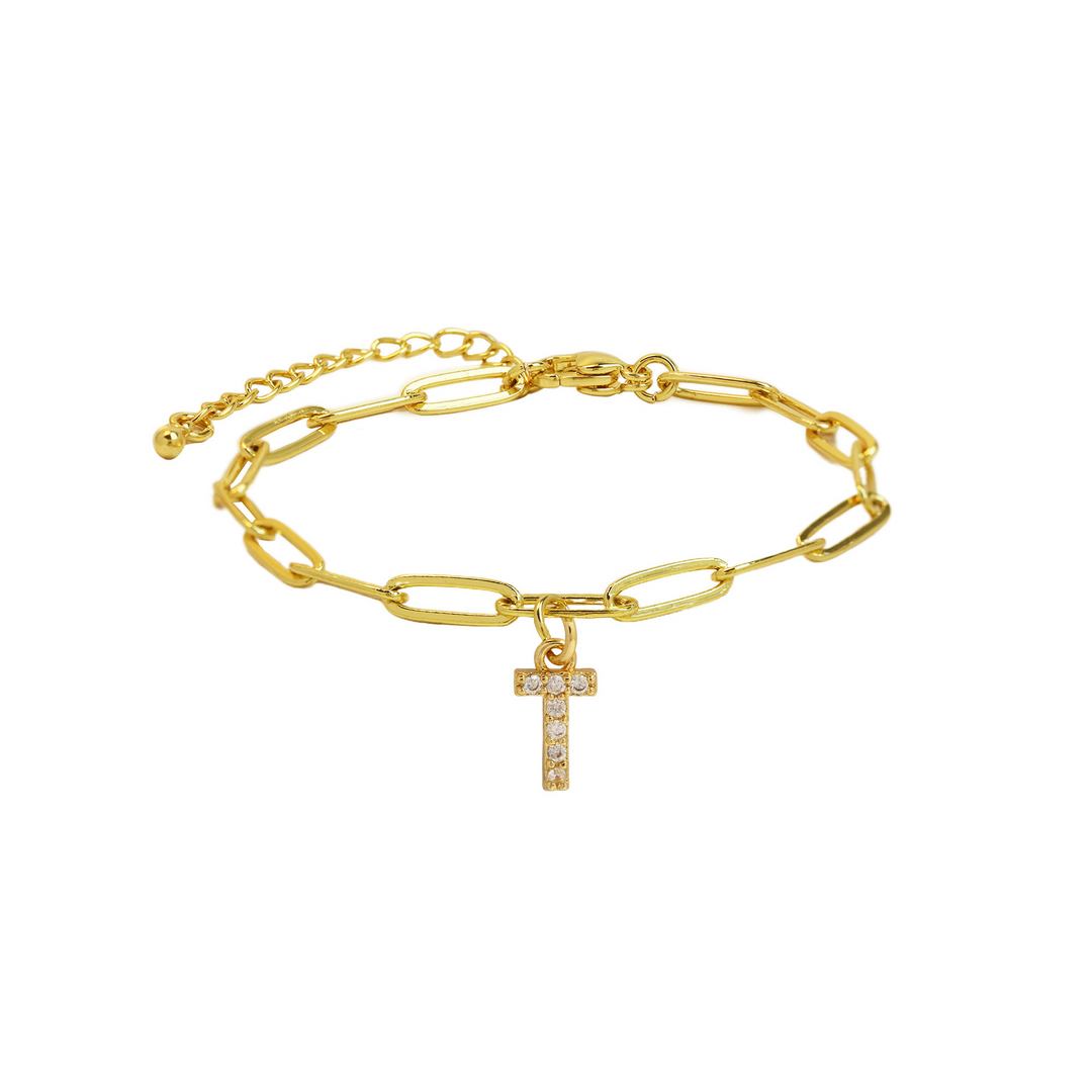 Dainty Initial Paperclip Bracelet