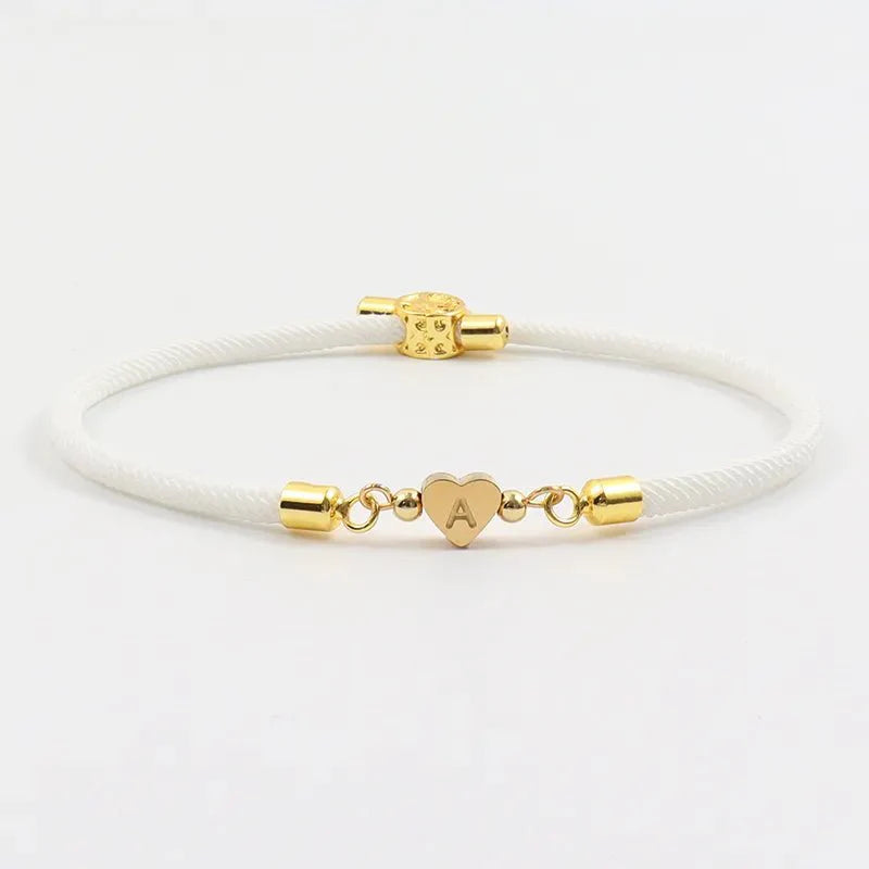 Adjustable Heart Initial Bracelet