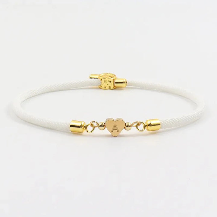 Adjustable Heart Initial Bracelet