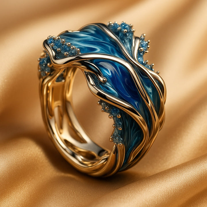 Vintage Ocean Wave Ring