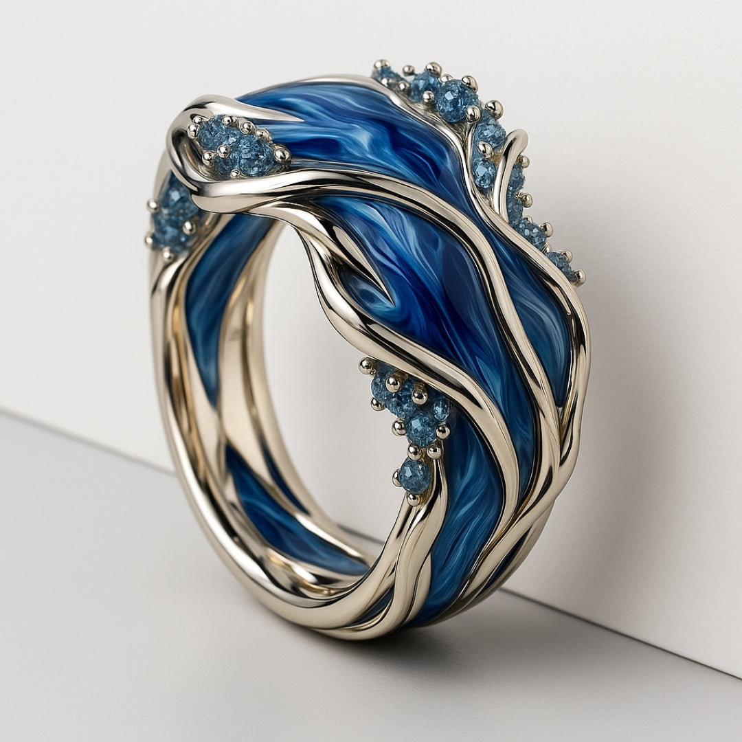 Vintage Ocean Wave Ring