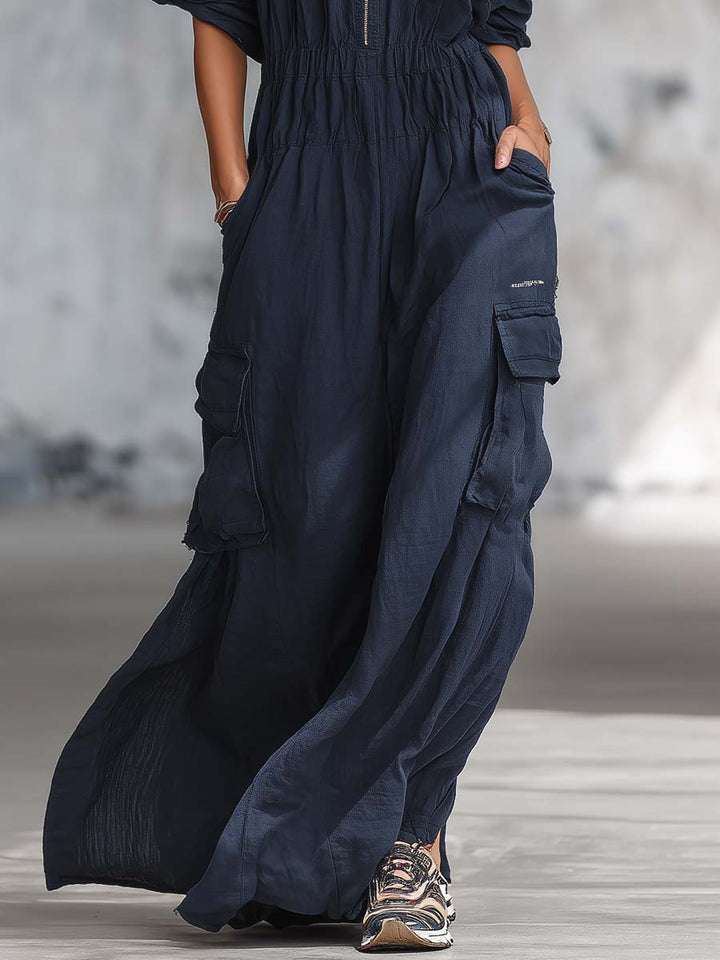 Essential | Breathable Off-shoulder Front Zipper Jumpsuit