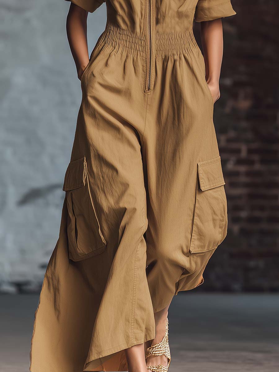 Foundation | Off-shoulder Front Zip Jumpsuit