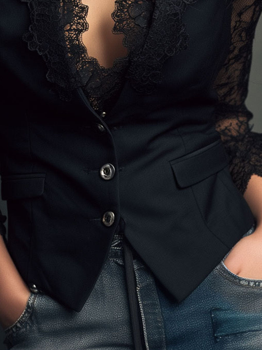 Karen | Black Lace Blazer