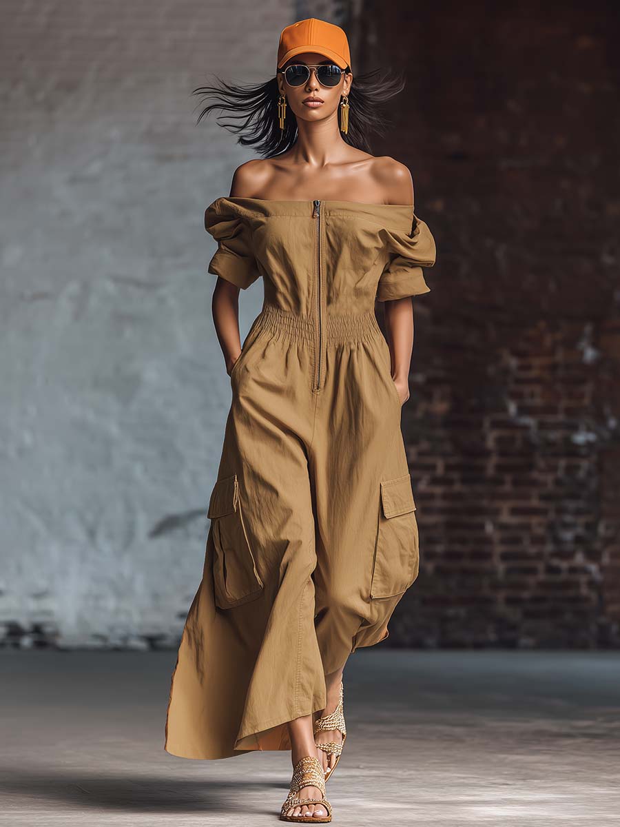 Foundation | Off-shoulder Front Zip Jumpsuit
