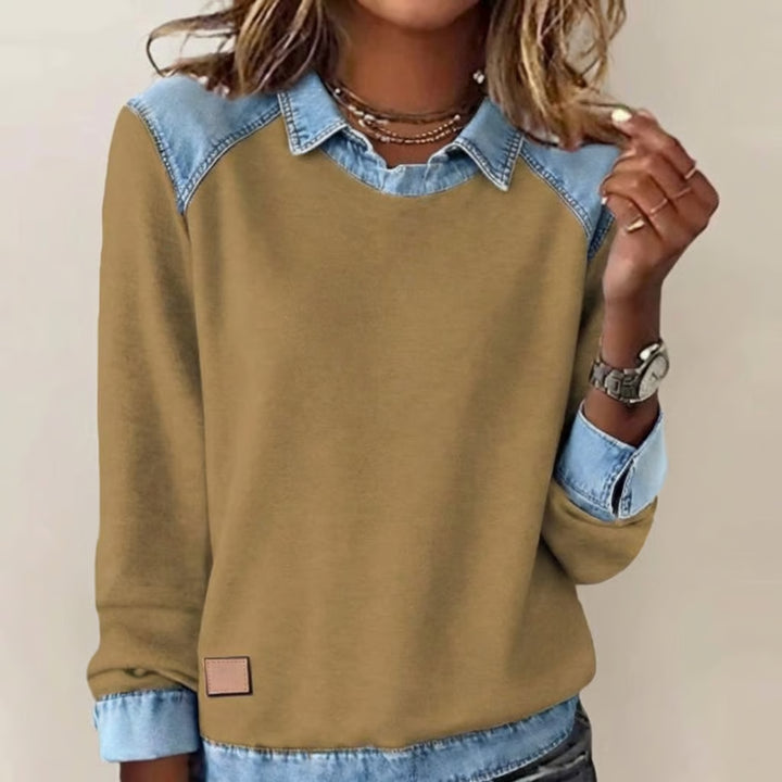 Refined Two-Tone Sweater with Modern Contrast Accents