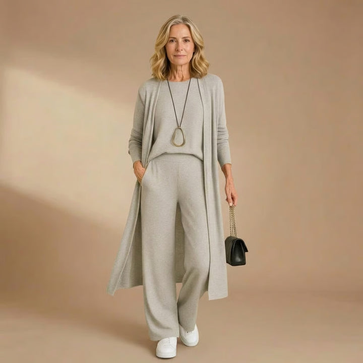 Sharon | Cardigan, Top & Pants Set