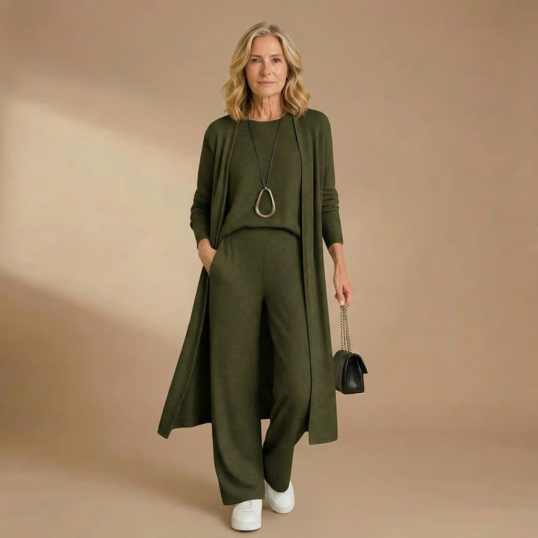 Sharon | Cardigan, Top & Pants Set