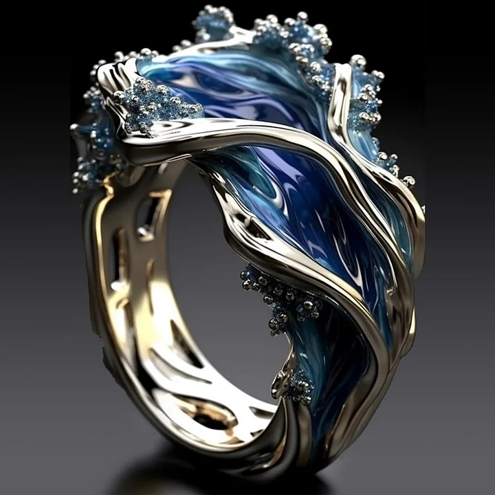 Vintage Ocean Wave Ring