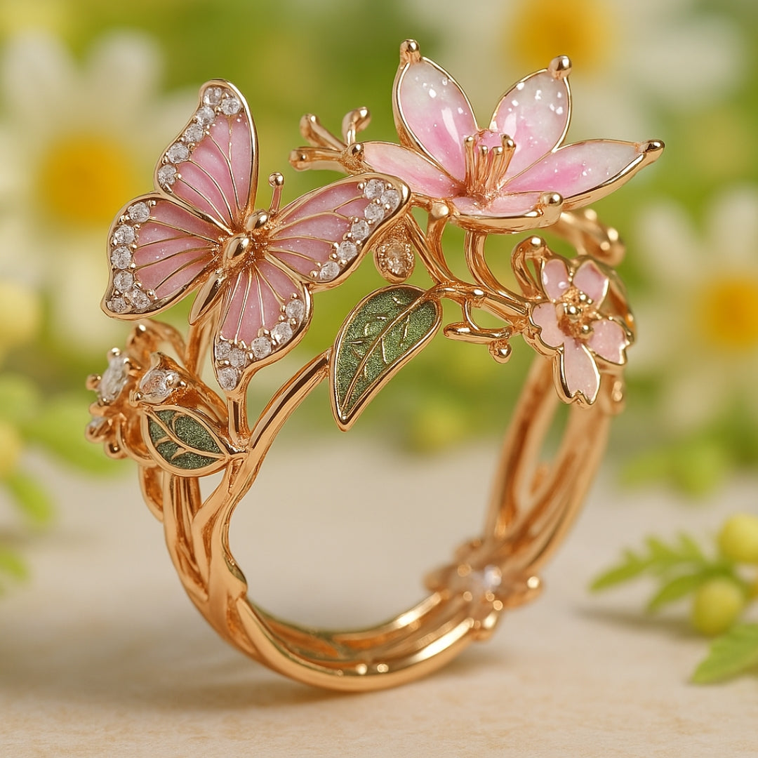 Bright Butterfly Sparkle Ring